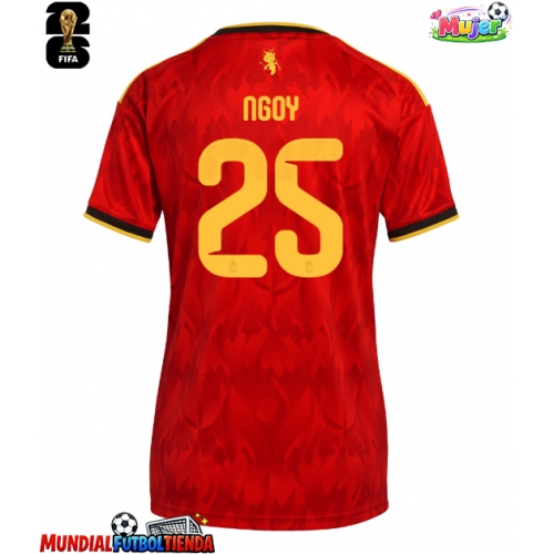 Camiseta Bélgica Nathan Ngoy #25 Primera Equipación Replica Mundial 2026 para mujer mangas cortas